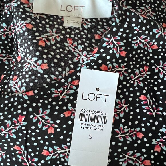 Ann Taylor LOFT Women's Long Sleeve Floral Midi Dress - Size S - Black Floral - Picture 7 of 9